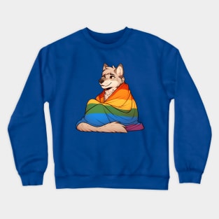 Comfy Womfy Furry Pride Coyote LGBTQ Rainbow Crewneck Sweatshirt